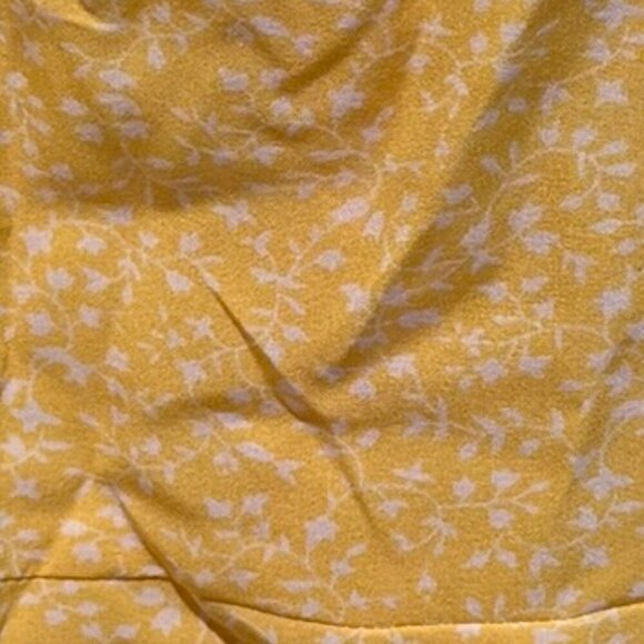 Yellow Floral Wrap Dress - Size Large - Picture 3 of 5